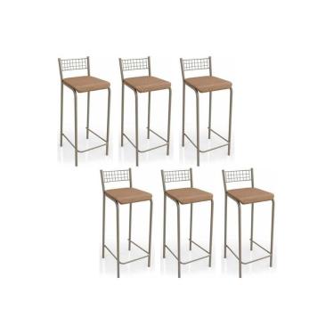 Imagem de Banqueta Gênova B705 Kit 6 Un Niquel/capuccino 31 - Kappesberg
