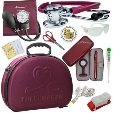 Imagem de Kit Enfermagem Maleta Completa Estagio Super Luxo - Love Saude, VINHO 