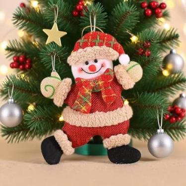 Imagem de Enfeite de tecido de boneco de neve de Papai Noel dançante, decoração fofa de pendurar para boneca, pingente de Natal pequeno para árvore, grinalda ou presente (vermelho)