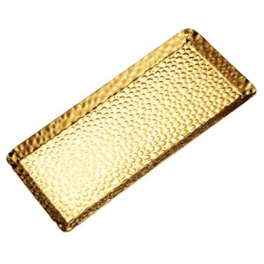Imagem de LUMINFLY Bandeja retangular dourada martelada, 24 x 10 cm, elegante organizador de vaidade para banheiro, sala de estar, armazenamento de bancada de cozinha