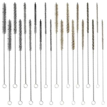 Imagem de Conjunto de escovas de limpeza de cachimbo de 20 peças, escovas de aço inoxidável e bronze, intervalo de tamanho 0,24-0,59, 2 cores para limpeza de ralo de pia