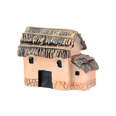 Imagem de Veloshine Acessórios de mini casa de jardim de fadas, estatueta de cabana de aldeia em miniatura, ornamentos de decoração de micro paisagem DIY para bonsai, plantio de suculentas (A)