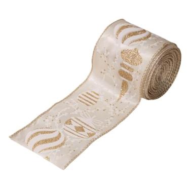 Imagem de Esquirla Fita de Natal para Embrulho de Presentes, Fita Multiuso para Artesanato, Decoração de Casa, Guirlandas e Buquês, Ouro