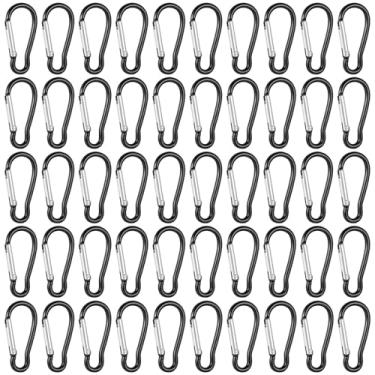 Imagem de 200 mini clipes de mosquetão de alumínio, pequenos ganchos de pressão em forma de D, fivelas de chaveiro com mola, elos de bloqueio leves para caminhadas, acampamento, pesca