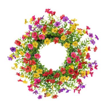 Imagem de Tachiuwa Decoração de Natal, guirlanda de flores artificiais, elegante, atraente, romântica, primavera e verão, guirlanda de porta de entrada para festival