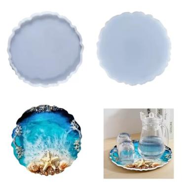 Imagem de Molde de bandeja de silicone de 19,8 cm, molde de silicone geodo para resina, molde de fundição de resina irregular para porta-copos e placa de armazenamento de joias, decoração de casa