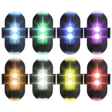 Imagem de LUMINFLY Luzes LED de bateria de aeronaves, 8 cores LED de carregamento USB, peças de emergência, mini drone anticolisão, 8 baterias, aviso de iluminação de bicicleta para motocicleta, luzes coloridas