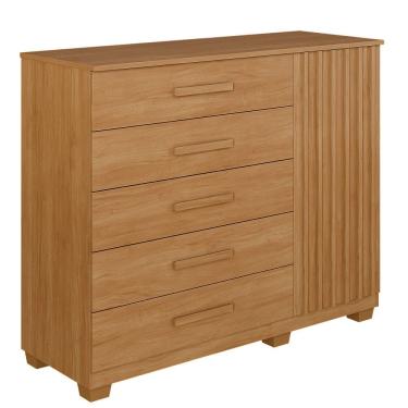 Imagem de Cômoda Paris 5 Gavetas 1 Porta Ripada 2 Prateleiras Com Sapateira - Benetil