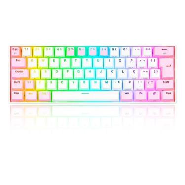 Imagem de Teclado Mecânico Gamer Redragon Draconic Pro, RGB, Switch Brown, USB, Bluetooth, ABNT2, Branco e Ro-Unissex