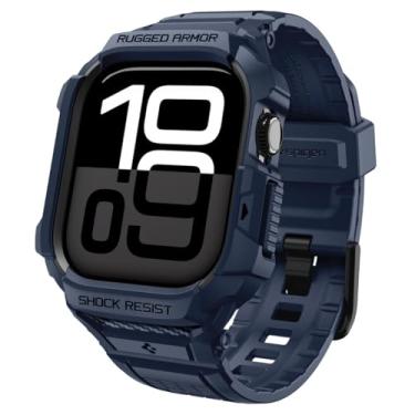 Imagem de Spigen Rugged Armor Pro 2 para Apple Watch Series 11/10 46mm Capa com Pulseira Proteção TPU com Pulseira - Azul Marinho