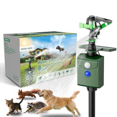 Imagem de Aspersor repelente de animais ativado por movimento, pulverizador de água externo movido a energia solar para gatos, cães, cervos, esquilos e gambás, dissuasor humano de pragas para jardim, gramado e