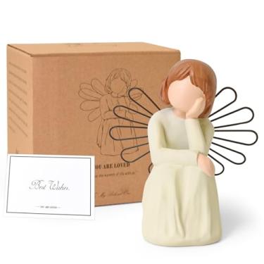 Imagem de Loyzcy Thinker Statue for Home Decor, Reading Gifts for Book Lovers Bookshelf Decor Graduates Students Teachers Readers Aesthetic Thinker Angel Figurines for Library Home Office Desk