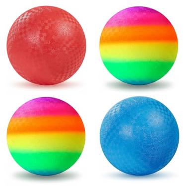 Imagem de INTOWIND Playground Balls 4 Pack - 8.5 Inch for Kids Outdoor Dodgeball Kickball Handball Game with Hand Pump