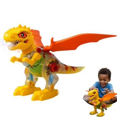 Imagem de Dinossauro T-Rex Interativo com Luzes e Sons, Brinquedo Educativo de Montar e Desmontar, Amarelo e Laranja, Desenvolve Criatividade e Coordenação Motora
