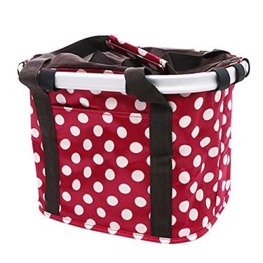Imagem de Matybobe Cesta de guidão dobrável cesta de bicicleta bolsa de transporte para animais de estimação azul 33 x 27 x 26,9 cm adequado para viagens e compras de supermercado (vermelho)