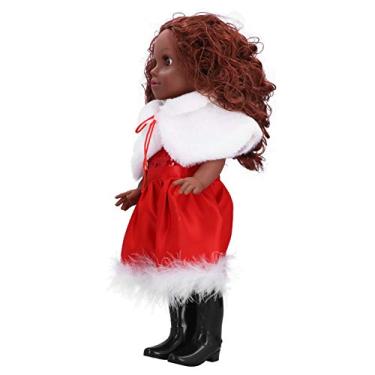 Imagem de ZJchao Conjunto de Boneca de Natal de 19 Polegadas, Lindo Brinquedo de Cabelo Encaracolado para bebê Com Cabelo Artificial Lavável de Alta Simulação, para (Q18-522 xale de penas vermelhas presente