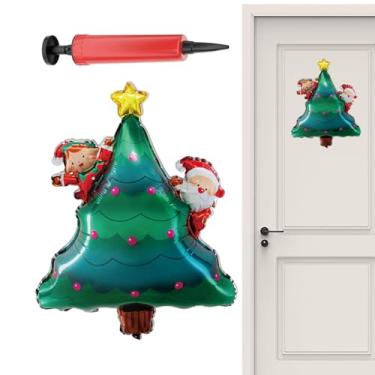 Imagem de Balão de árvore de Natal, balão de Papai Noel | Decorações de Natal com balão de férias - Balão de folha cheio de ar inflável com bomba manual, balões externos internos para suprimentos de festa de an