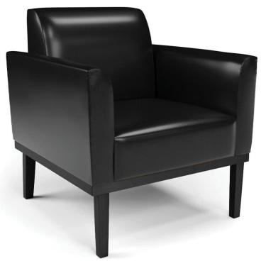 Imagem de Poltrona Decorativa Base Madeira Preto Maressa Sintético Pu Preto- Ibiza