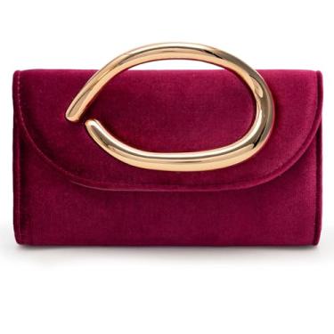 Imagem de CARIEDO Bolsa tiracolo feminina com alça de metal para festa de casamento, Vinho Hj01-rb