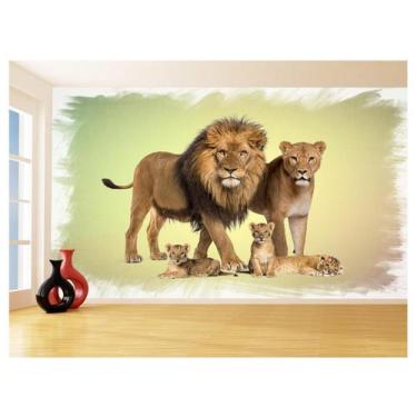 Imagem de Papel De Parede Animais Leão Família Filhotes 3,5M Anm536 - Você Decor