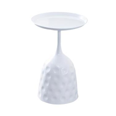 Imagem de WeiLaiKeQi Mesa lateral pequena, mesa de bebidas, mesa de pedestal pequena, mesa de centro redonda, decoração para casa, dormitório, sala de estar, canto, pátio, Branco