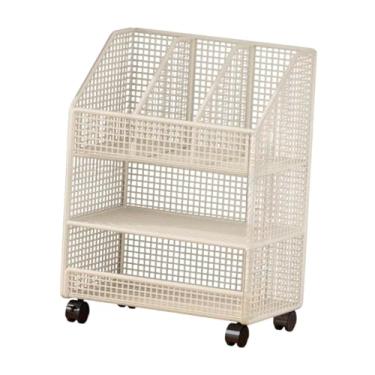 Imagem de WeiLaiKeQi Rack de armazenamento de carrinho de arquivos, carrinho de organizador de arquivos de mesa, estante de livros móveis para banheiro, 3 Camadas