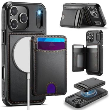 Imagem de SFDSUH Capa Carteira Magnética 2 em 1 em Couro para iPhone 16e com Suporte Integrado para Cartões (Preta)