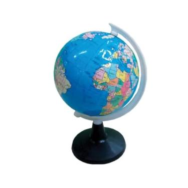Imagem de Mini Globo Terrestre Político Mapa Mundi 10,5cm Decorativo Colorido Preto