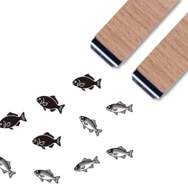 Imagem de ANATTASOUL 2 carimbos de madeira de borracha para artesanato, 6 x 1,5 cm, pequenos carimbos de madeira para scrapbook, cartas, álbuns, decoração de diário