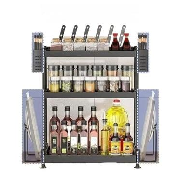 Imagem de Organizador de Temperos 3 Andares em Aço Reforçado – Prateleira de Cozinha Compacta, Durável e Elegante – Preto