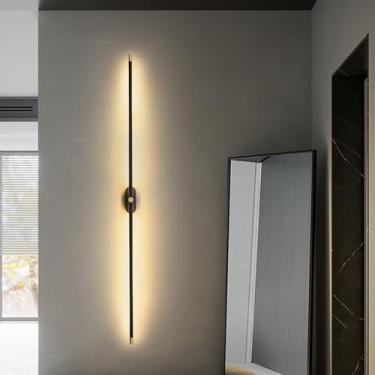 Imagem de Luz de espelho LED Lâmpadas de parede de banheiro Lâmpadas de parede longas de alumínio Iluminação de imagem Banheiro Iluminação de parede para quarto Sala de estar Escada Penteadeira (Preto + Ouro