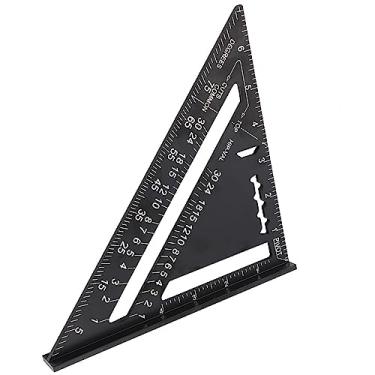 Imagem de Hyuduo Transferidor de ângulo Triangular, Guia de Layout de Telhado de Oxidação Preta de Liga de Alumínio Métrica para Régua de Medições de ângulo de 7 Polegadas, Com Guia de Serra para Medições e