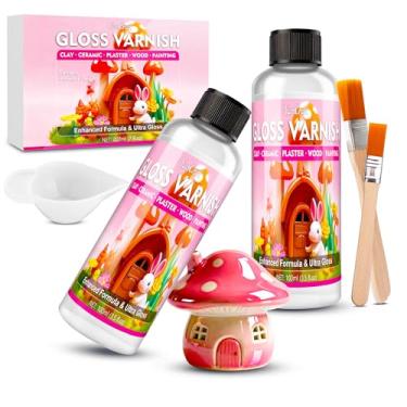 Imagem de Esmalte de argila 200 ml, verniz de argila brilhante para argila seca ao ar, argila de polímero e artesanato, selante de argila transparente evita rachaduras, arranhões e desgaste, selante de