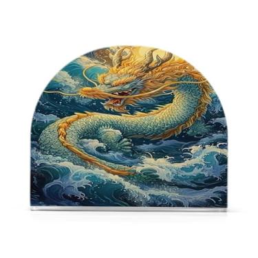 Imagem de Wassud Porta-guardanapos de acrílico dragão no mar, dispensador de guardanapos de papel moderno em forma de U para mesa, cozinha, sala de jantar, bancada 1 peça (comporta 50-60 guardanapos)
