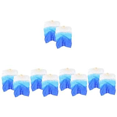 Imagem de YYBOES Ventilador de dança de pano, 10 peças, ventilador chinês portátil gradiente colorido para dança, leques de bambu, véu, madeira, véu, leque, quadrado, leque decorativo de dupla face, Miss