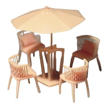 Imagem de harayaa Conjunto de mesa e cadeiras em miniatura 1/64, mini, moderno, resina, decoração em miniatura, criativo, acessórios para dioramas, conjunto, Style D