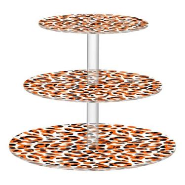 Imagem de CEBUGI Suporte de cupcake de 3 camadas com estampa animal, suporte redondo para bolo, torre, bandeja de servir em camadas de acrílico para chá, chá de bebê, casamento e mais