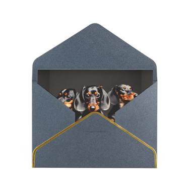 Imagem de SKKNT Três cartões de felicitações impressos dachshunds para todas as ocasiões, convites de festa de aniversário de casamento, 12,7 x 15,2 cm