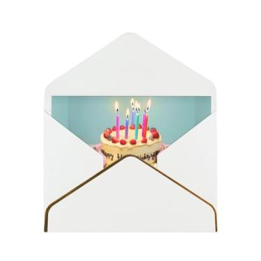Imagem de SKKNT Happy Birthday Big Cake Print Cartões comemorativos para todas as ocasiões, convites de festa de aniversário de casamento, 12,7 x 15,2 cm