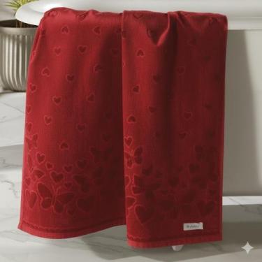 Imagem de Toalha de Banho 100% Algodão Döhler Romance Aveludada Vermelha - Dohle