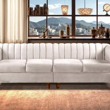 Imagem de Sofá 4 Lugares Decoração Retrô Clássico Realeza Chesterfield - BELLA D