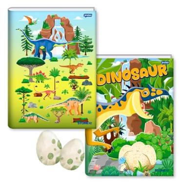 Imagem de Caderno Dinossauro Brochurão Brochura Universitario Grande KIT Escolar 2 unidades (Dinossaur + Cachoeira)