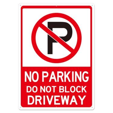 Imagem de Placa grande sem estacionamento, não bloqueie a entrada de automóveis - 35,5 x 25,4 cm, livre de ferrugem, refletora de alumínio 040 - Proteção UV, impermeável e resistente ao desbotamento - 6 furos