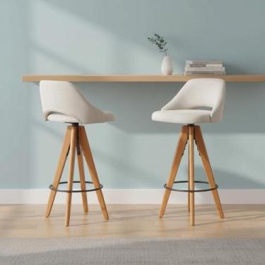 Imagem de Kit 2 Banquetas Giratórias Estofadas com Encosto Nicole - Zurc Decor