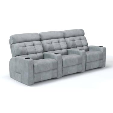 Imagem de Sofá 3 Lugares Reclinável Elétrico Tecido Bouclé Linha Cinema