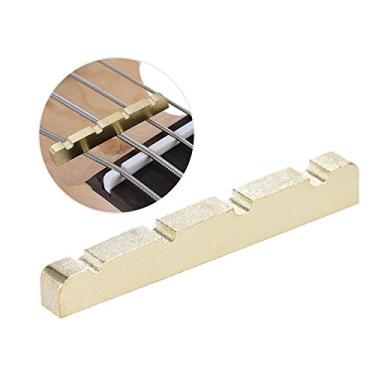 Imagem de Porca de Corda Latão Pré-fendida para Baixo Elétrico 4 Cordas Peça Substituição com Trabalho Exquisito Brilho Dourado Up