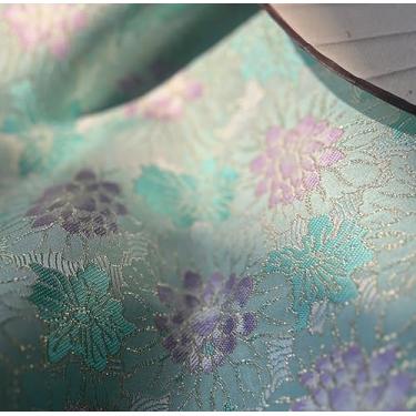 Imagem de Tecido brocado por jarda, 75 cm para bricolage, artesanato, brilho luxuoso, vestido de casamento drapeado leve e nítido, fantasias, moda, SE (tamanho: 1 m/39,3 polegadas, cor: 01 - imitação de lótus