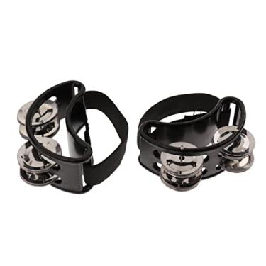 Imagem de barenx Par de instrumentos de percussão de aço inoxidável Pandeiro de fileira dupla - Preto