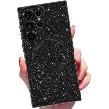 Imagem de MINSCOSE Capa para celular Samsung Galaxy S24 ultra magnética neon [compatível com Magsafe], linda capa brilhante com glitter, fina, à prova de choque, para mulheres e meninas, para Samsung Galaxy S24