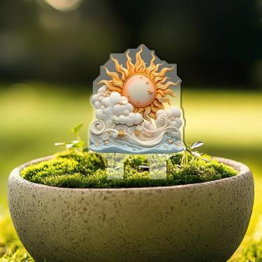 Imagem de Estacas decorativas de jardim de flores de nuvem de sol, decorações de plantas em vaso de acrílico. Ideia de presente para Natal, aniversário, aniversário, dia dos namorados, celebrações.